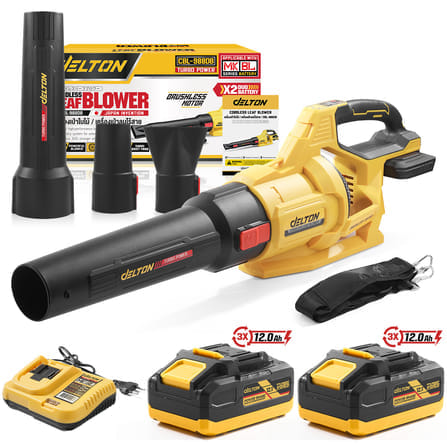 เครื่องเป่าใบไม้ไร้สาย (พร้อมแบตเตอรี่ 2 ก้อน) DELTON รุ่น CBL-988DB TURBO FORCE 20V 12AH_0